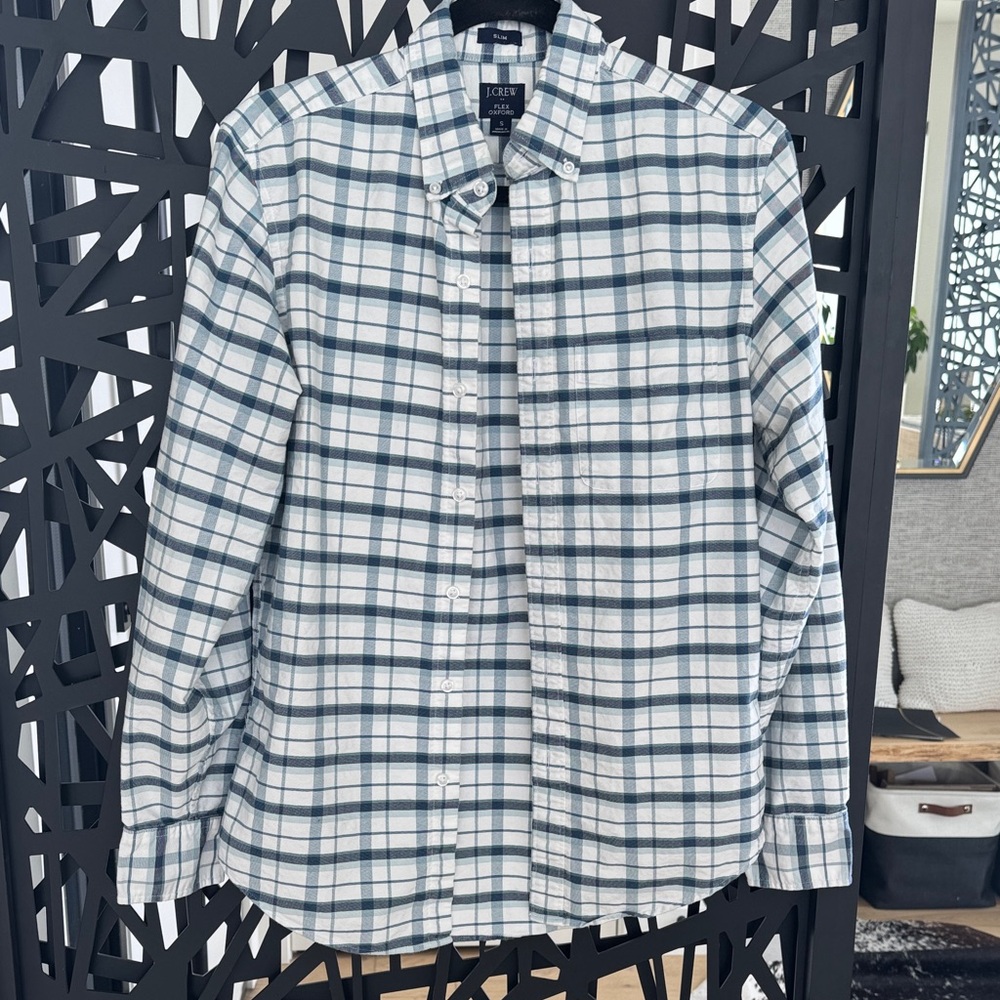 J. Crew blue and White Plaid Casual Shirt